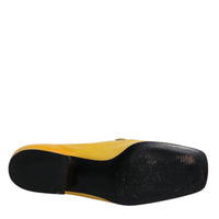 Dolce & Gabbana Yellow Leather Logo Plaque Slip On Mocassin Shoes