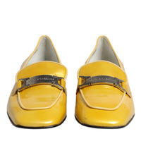 Dolce & Gabbana Yellow Leather Logo Plaque Slip On Mocassin Shoes