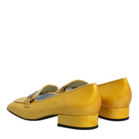 Dolce & Gabbana Yellow Leather Logo Plaque Slip On Mocassin Shoes