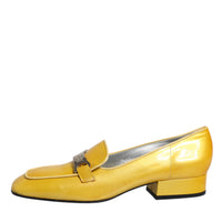 Dolce & Gabbana Yellow Leather Logo Plaque Slip On Mocassin Shoes