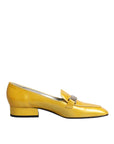 Dolce & Gabbana Yellow Leather Logo Plaque Slip On Mocassin Shoes