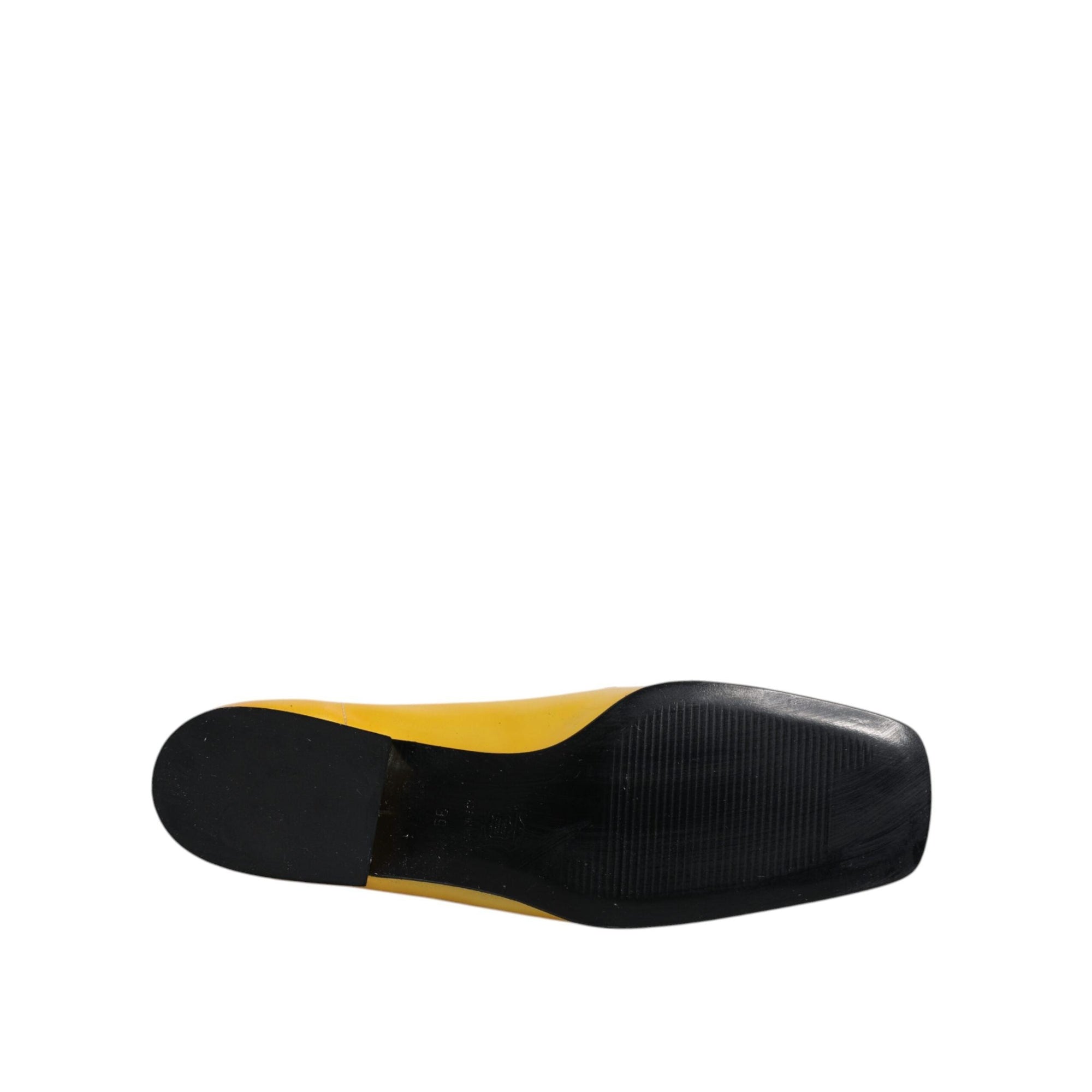 Dolce &amp; Gabbana Yellow Leather Logo Plaque Slip On Mocassin Shoes