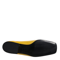 Dolce & Gabbana Yellow Leather Logo Plaque Slip On Mocassin Shoes