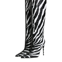 Dolce & Gabbana Black White Zebra Heels High Boots Shoes