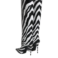 Dolce & Gabbana Black White Zebra Heels High Boots Shoes