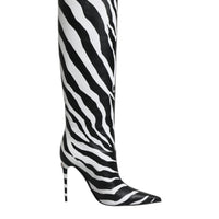 Dolce & Gabbana Black White Zebra Heels High Boots Shoes