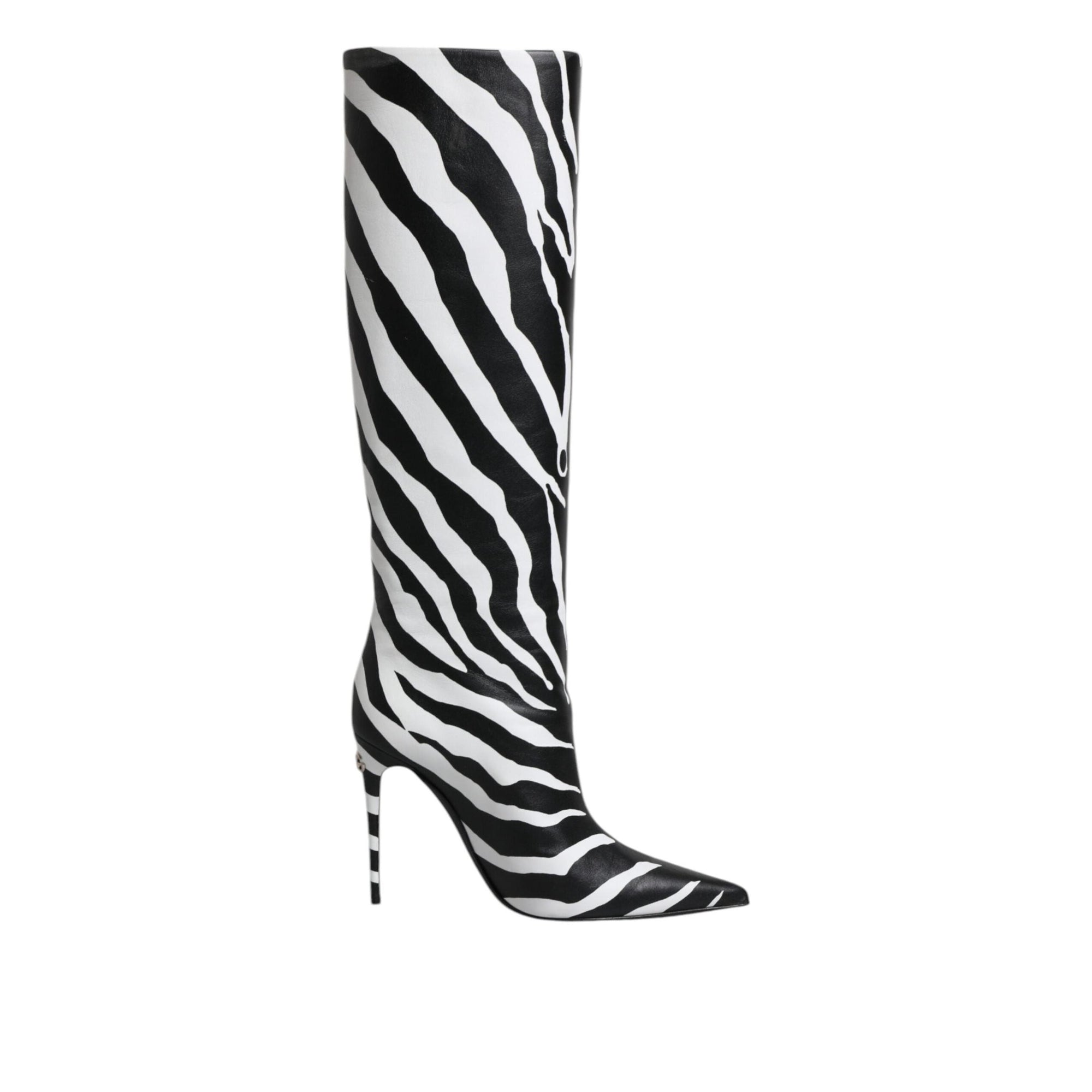 Dolce &amp; Gabbana Black White Zebra Heels High Boots Shoes