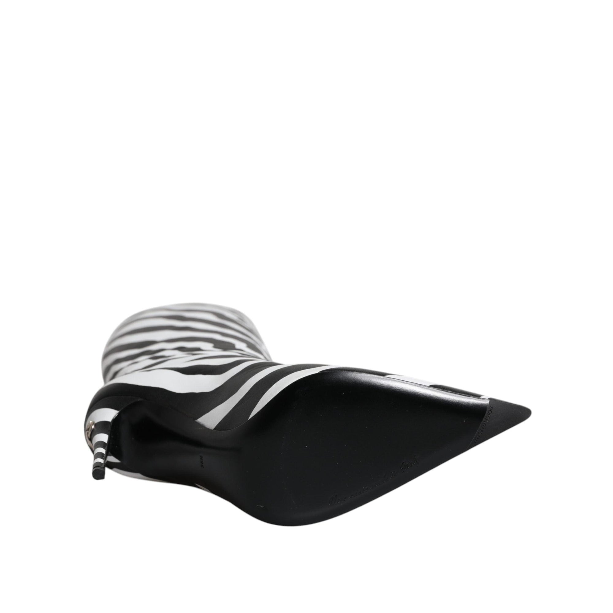 Dolce &amp; Gabbana Black White Zebra Heels High Boots Shoes