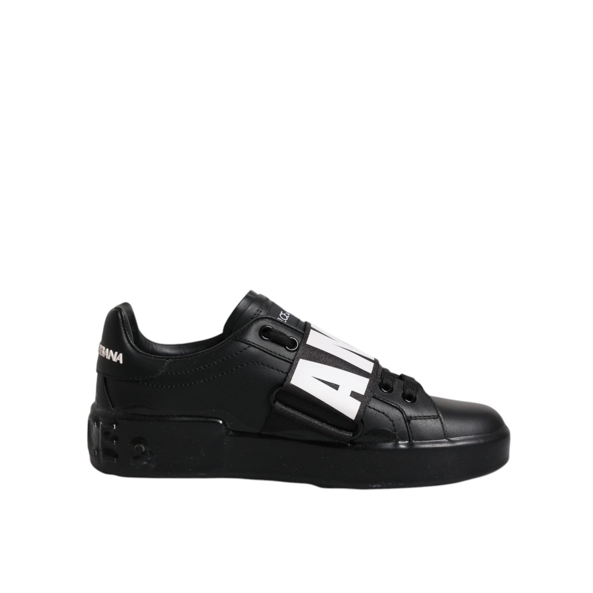 Dolce &amp; Gabbana Black D&amp;G AMORE Low Top Sneakers Shoes