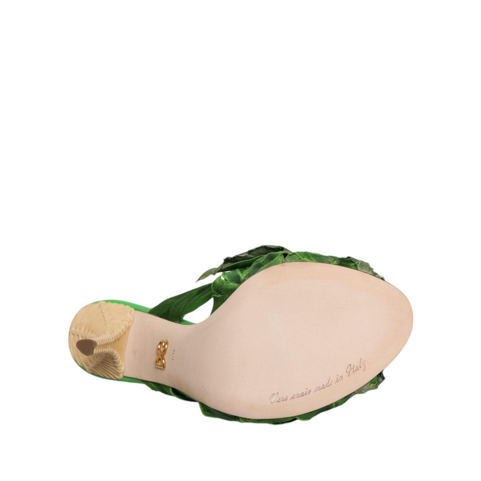 Dolce &amp; Gabbana Green Crystal Slides KEIRA Sandal Shoes