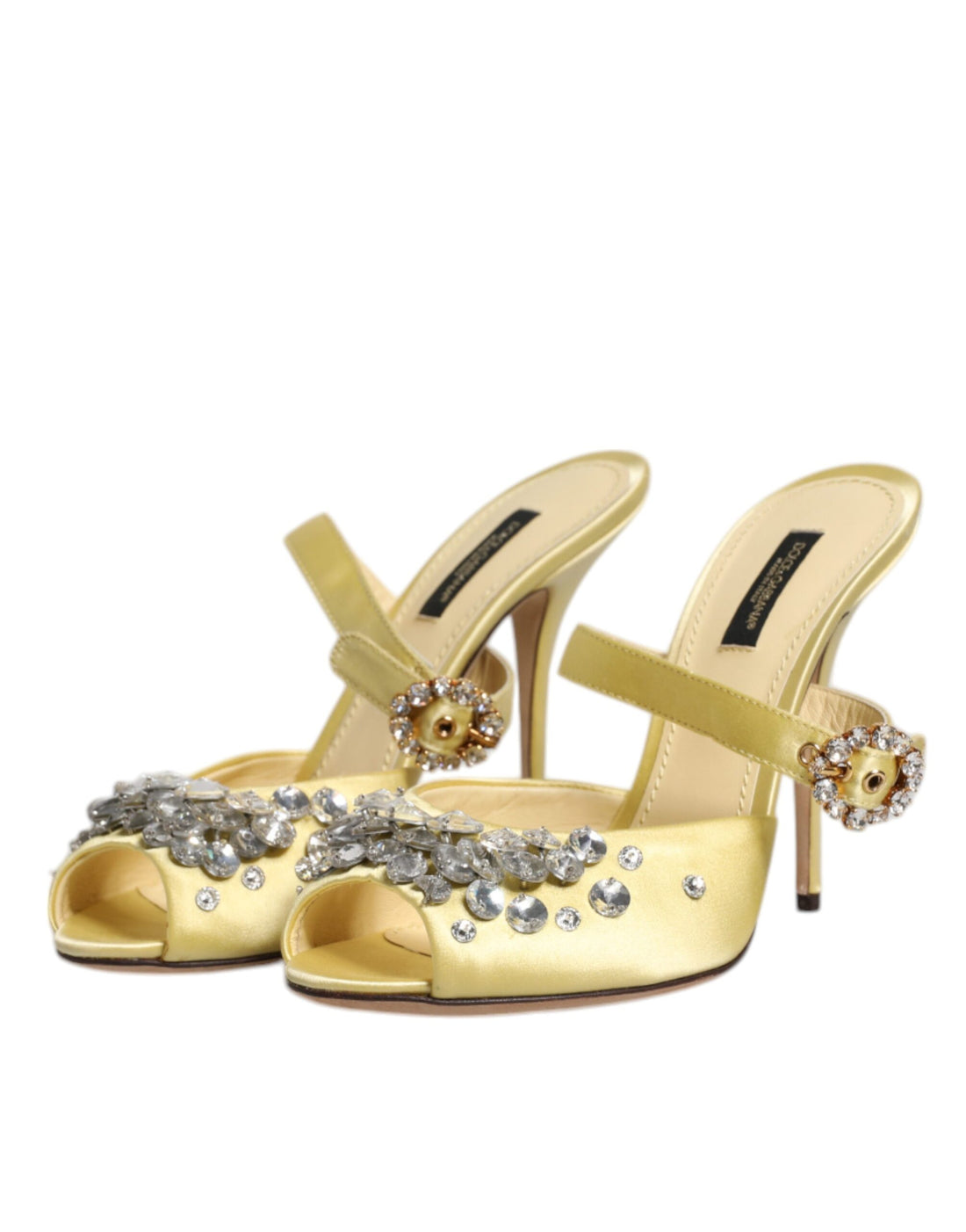 Dolce & Gabbana Yellow Crystal Slides KEIRA Sandals Shoes