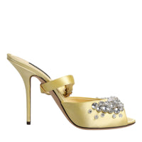 Dolce & Gabbana Yellow Crystal Slides KEIRA Sandals Shoes