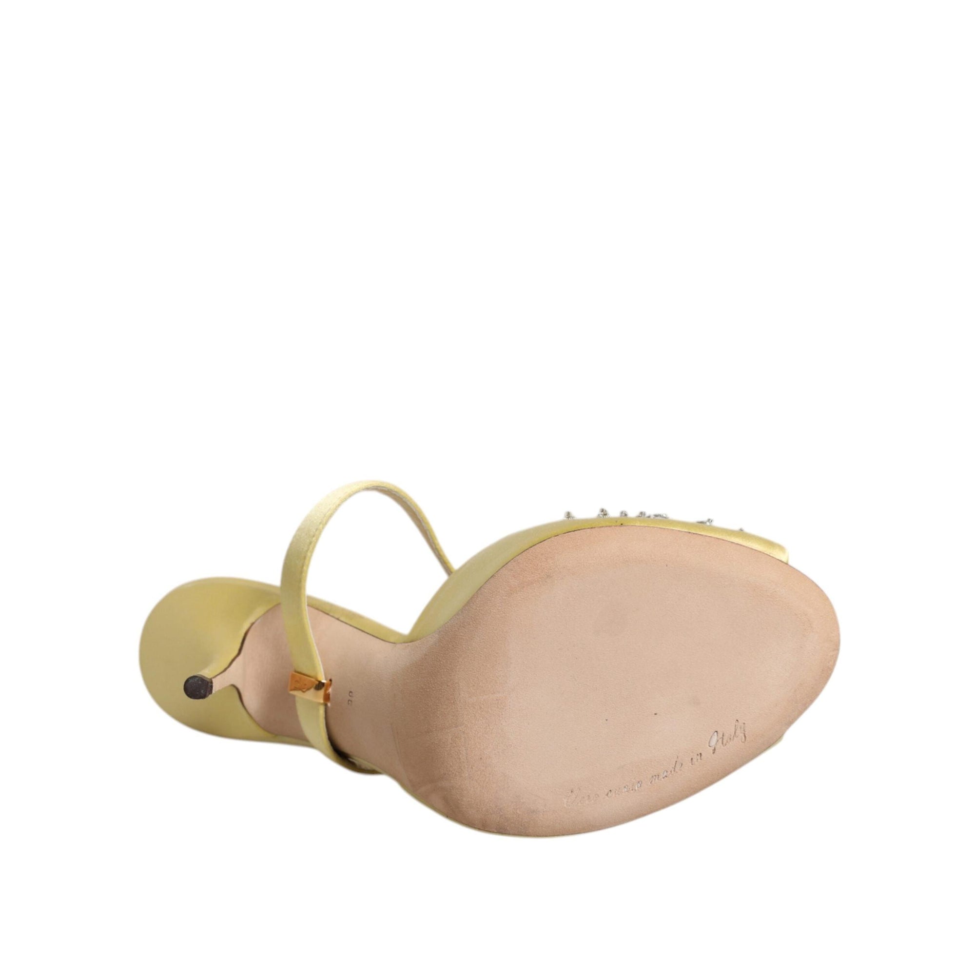 Dolce &amp; Gabbana Yellow Crystal Slides KEIRA Sandals Shoes