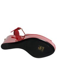 Dolce & Gabbana Red Patent Leather Wedges Heels Sandals Shoes