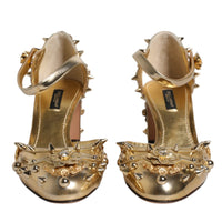 Dolce & Gabbana Gold Studs Vally Slingback Sandals Shoes