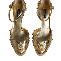 Dolce & Gabbana Gold Studs Vally Slingback Sandals Shoes