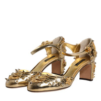 Dolce & Gabbana Gold Studs Vally Slingback Sandals Shoes