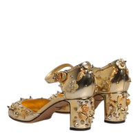 Dolce & Gabbana Gold Studs Vally Slingback Sandals Shoes