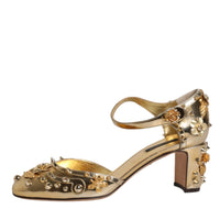 Dolce & Gabbana Gold Studs Vally Slingback Sandals Shoes