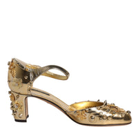 Dolce & Gabbana Gold Studs Vally Slingback Sandals Shoes