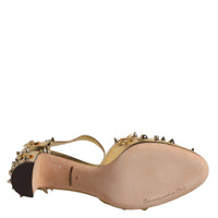 Dolce & Gabbana Gold Studs Vally Slingback Sandals Shoes