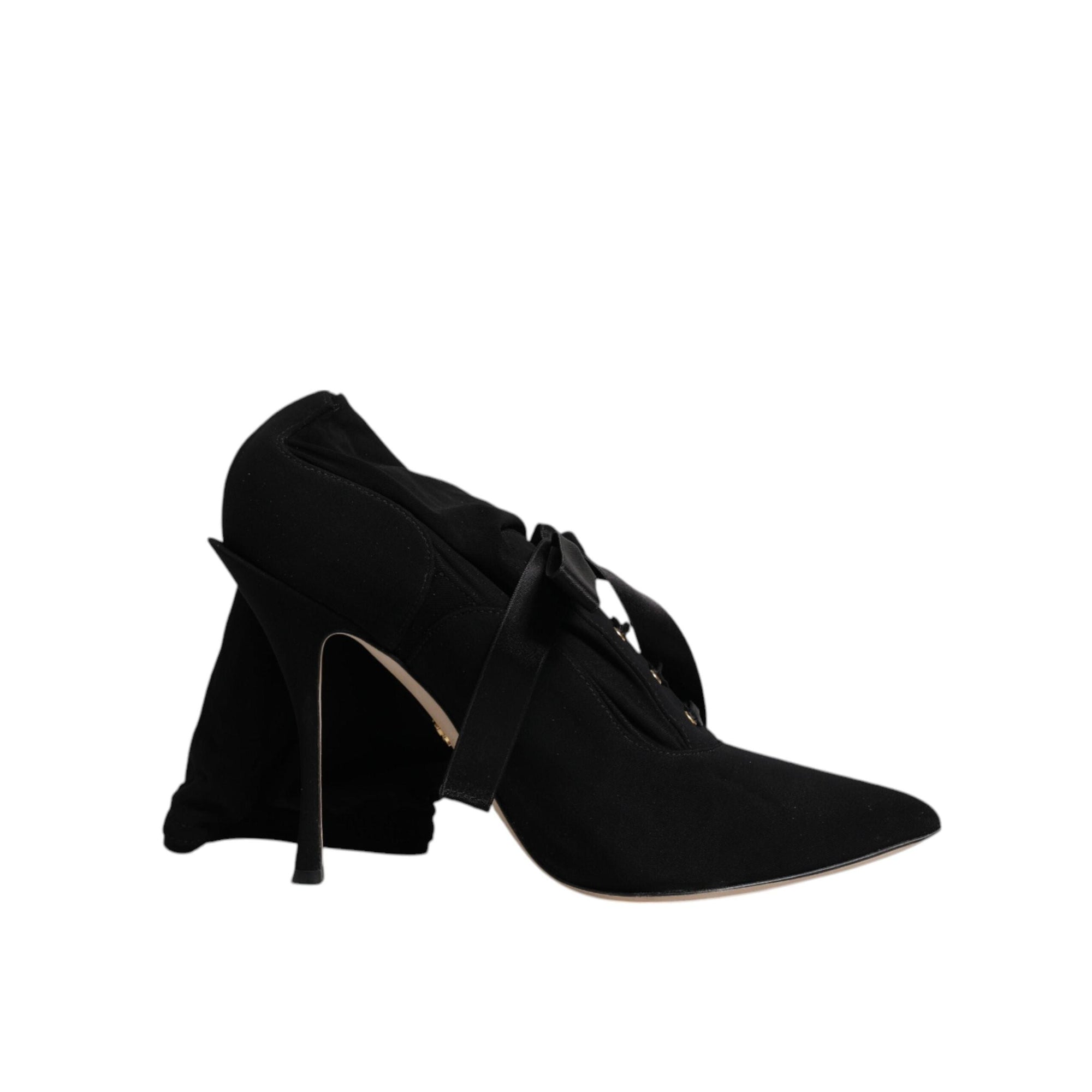 Dolce &amp; Gabbana Black Stiletto Heels Mid Calf Boots Shoes