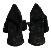 Dolce & Gabbana Black Stretch Socks Taormina Lace Boots Shoes