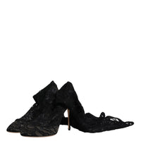 Dolce & Gabbana Black Stretch Socks Taormina Lace Boots Shoes