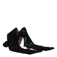 Dolce & Gabbana Black Stretch Socks Taormina Lace Boots Shoes