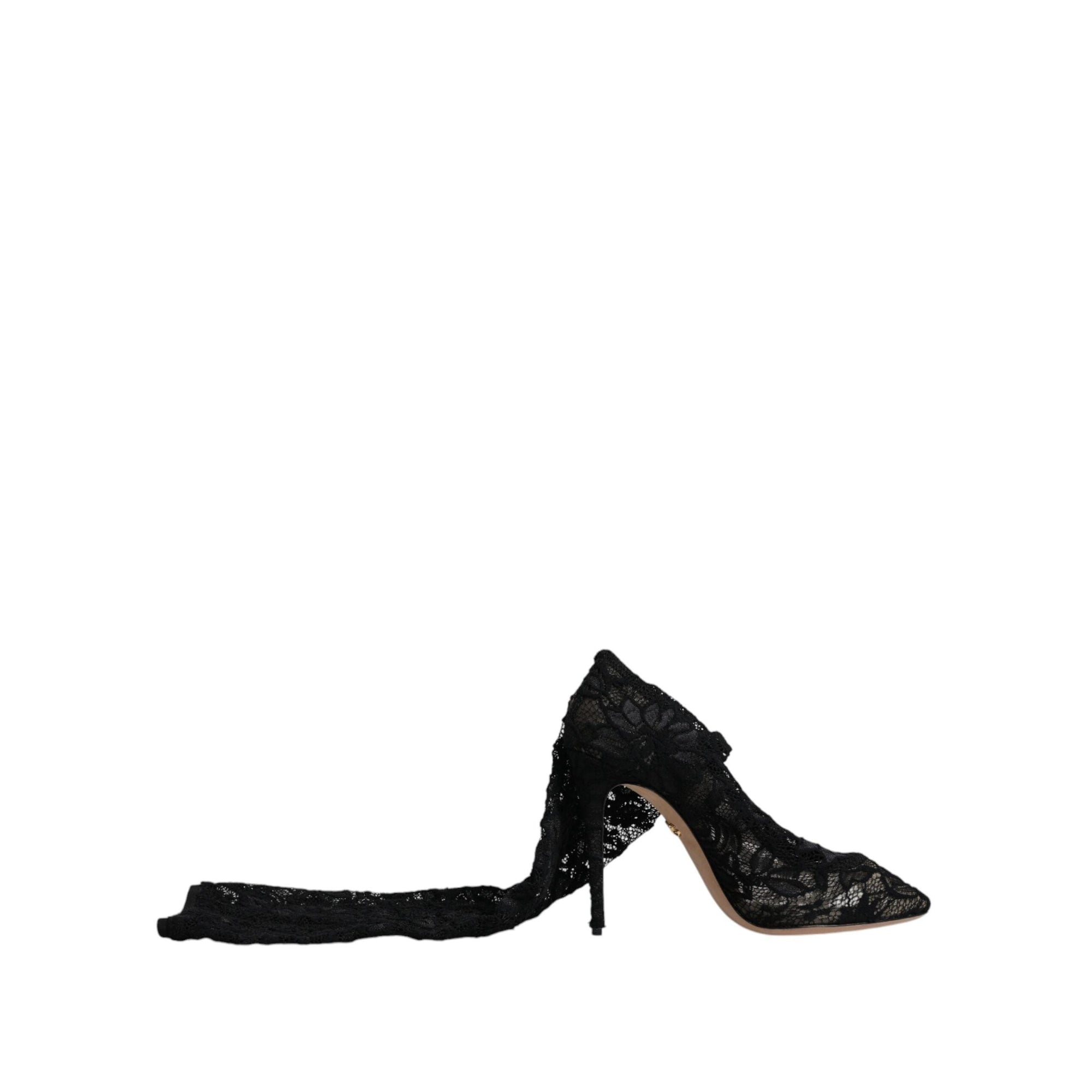 Dolce &amp; Gabbana Black Stretch Socks Taormina Lace Boots Shoes