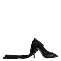 Dolce & Gabbana Black Stretch Socks Taormina Lace Boots Shoes