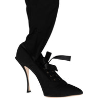 Dolce & Gabbana Black Stiletto Heels Mid Calf Boots Shoes