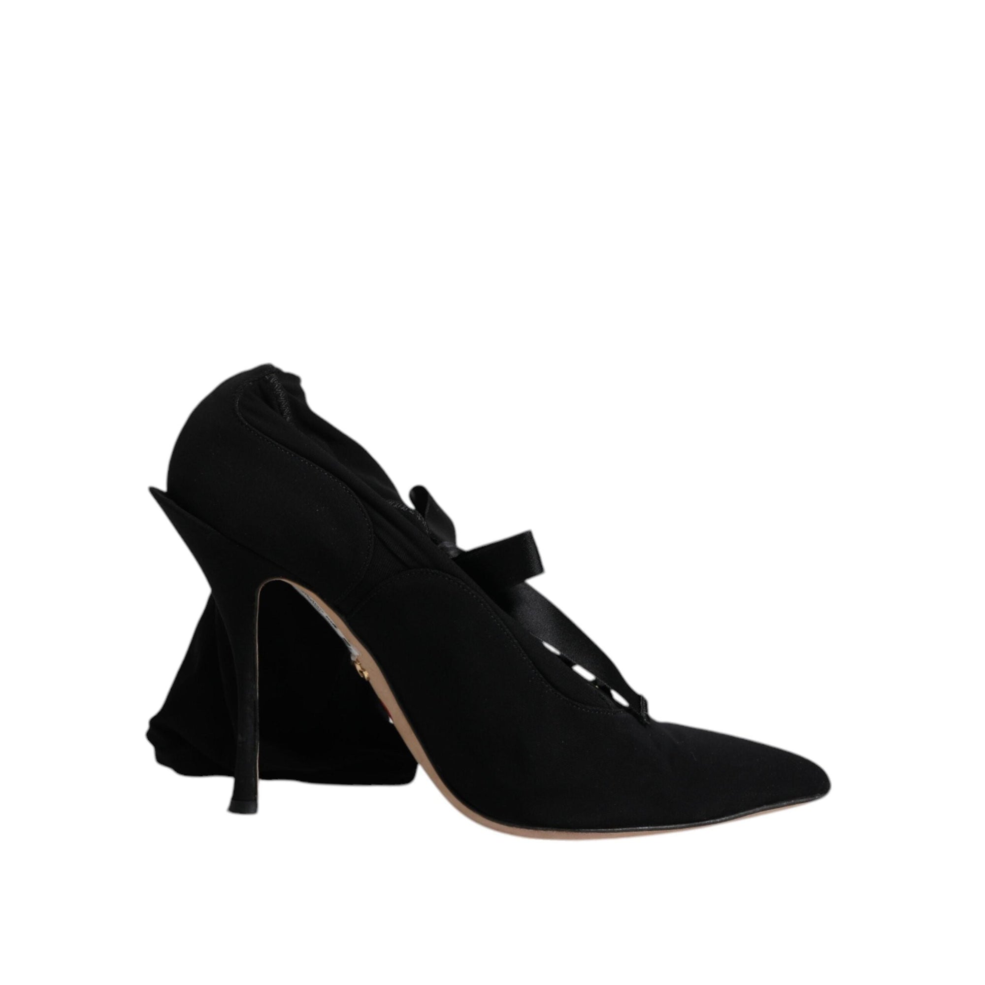 Dolce &amp; Gabbana Black Stiletto Heels Mid Calf Boots Shoes