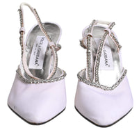 Dolce & Gabbana White Strass Crystal Slingbacks Pumps Shoes