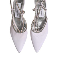 Dolce & Gabbana White Strass Crystal Slingbacks Pumps Shoes