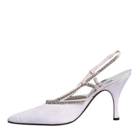 Dolce & Gabbana White Strass Crystal Slingbacks Pumps Shoes