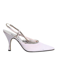 Dolce & Gabbana White Strass Crystal Slingbacks Pumps Shoes