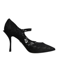 Dolce & Gabbana Black Lace Crystals Mary Jane Pumps Shoes