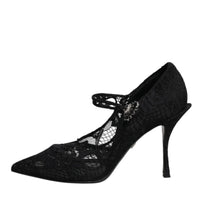 Dolce & Gabbana Black Lace Crystals Mary Jane Pumps Shoes