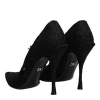 Dolce & Gabbana Black Lace Crystals Mary Jane Pumps Shoes