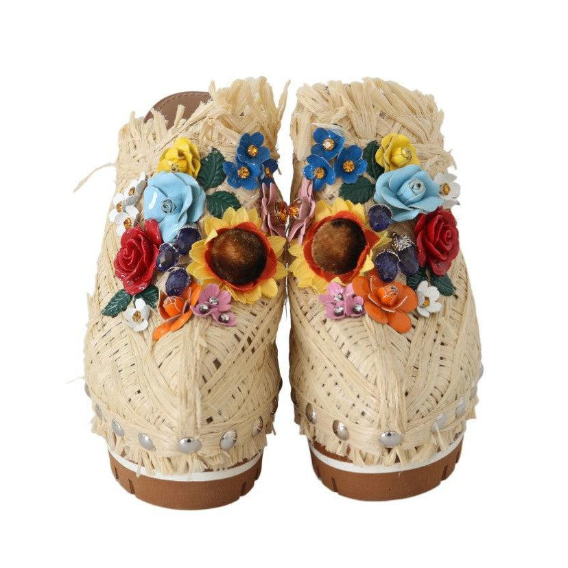 Dolce & Gabbana Chic Embellished Wooden Slides