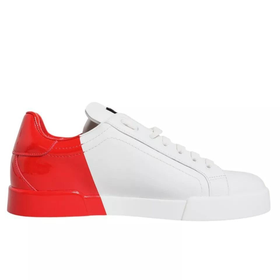 Dolce &amp; Gabbana White Red Portofino Low Top Sneakers Shoes
