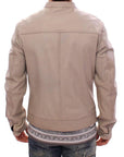 Dolce & Gabbana Elegant Beige Leather Lambskin Jacket