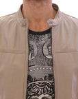 Dolce & Gabbana Elegant Beige Leather Lambskin Jacket