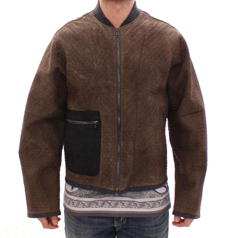 Dolce &amp; Gabbana Elegant Leather &amp; Wool Blend Jacket