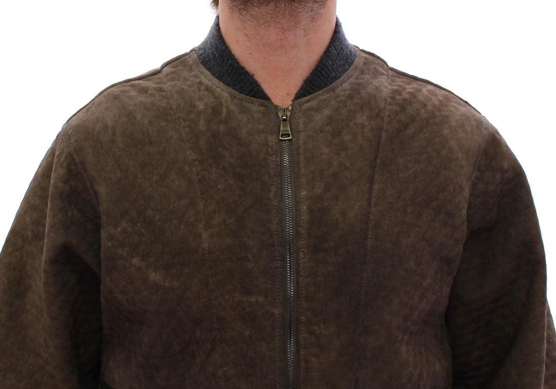 Dolce &amp; Gabbana Elegant Leather &amp; Wool Blend Jacket