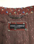 Dolce & Gabbana Exclusive Boxer Print Bordeaux Leather Jacket