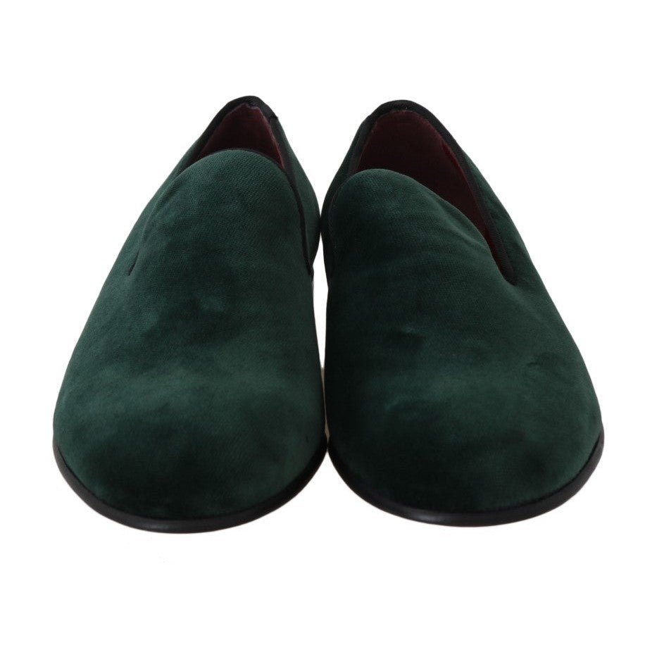 Dolce & Gabbana Elegant Green Suede Slip-On Loafers