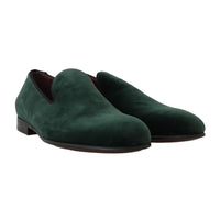 Dolce & Gabbana Elegant Green Suede Slip-On Loafers