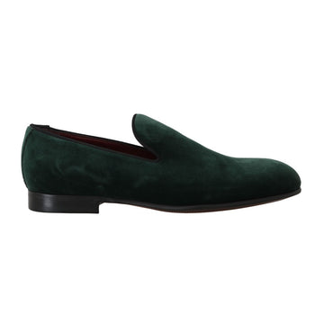 Dolce & Gabbana Elegant Green Suede Slip-On Loafers